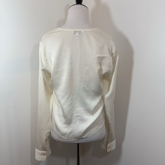 Express Blouse Shirt Size XS Twist Front Long Sleeve Ivory Off White Top - Picture 3 of 10